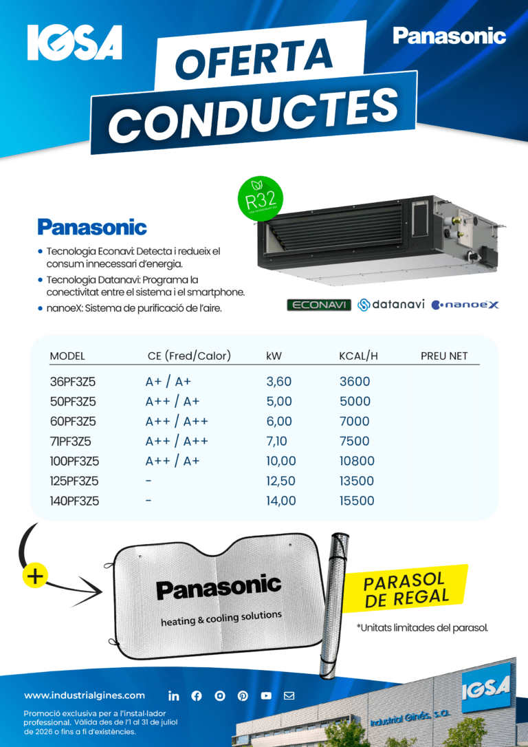 OFERTA! Parasol de REGAL per la compra de conductes PANASONIC
